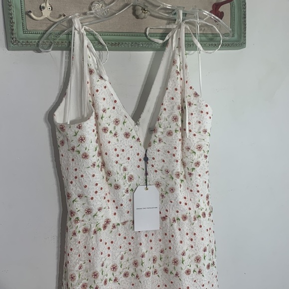 Sunny Embroidered Floral Tie Shoulder maxi Gown DRESS THE POPULATION new w tag - Picture 10 of 10